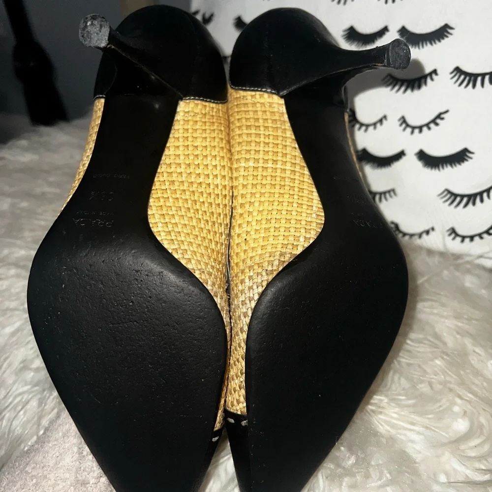 Prada Raffia Cap Toe Pumps Size - Picture 3 of 5
